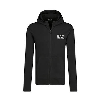 Emporio Armani EA7 Black Casual Solid Hooded Zipper Hoodie 3GPM22-PJ05Z