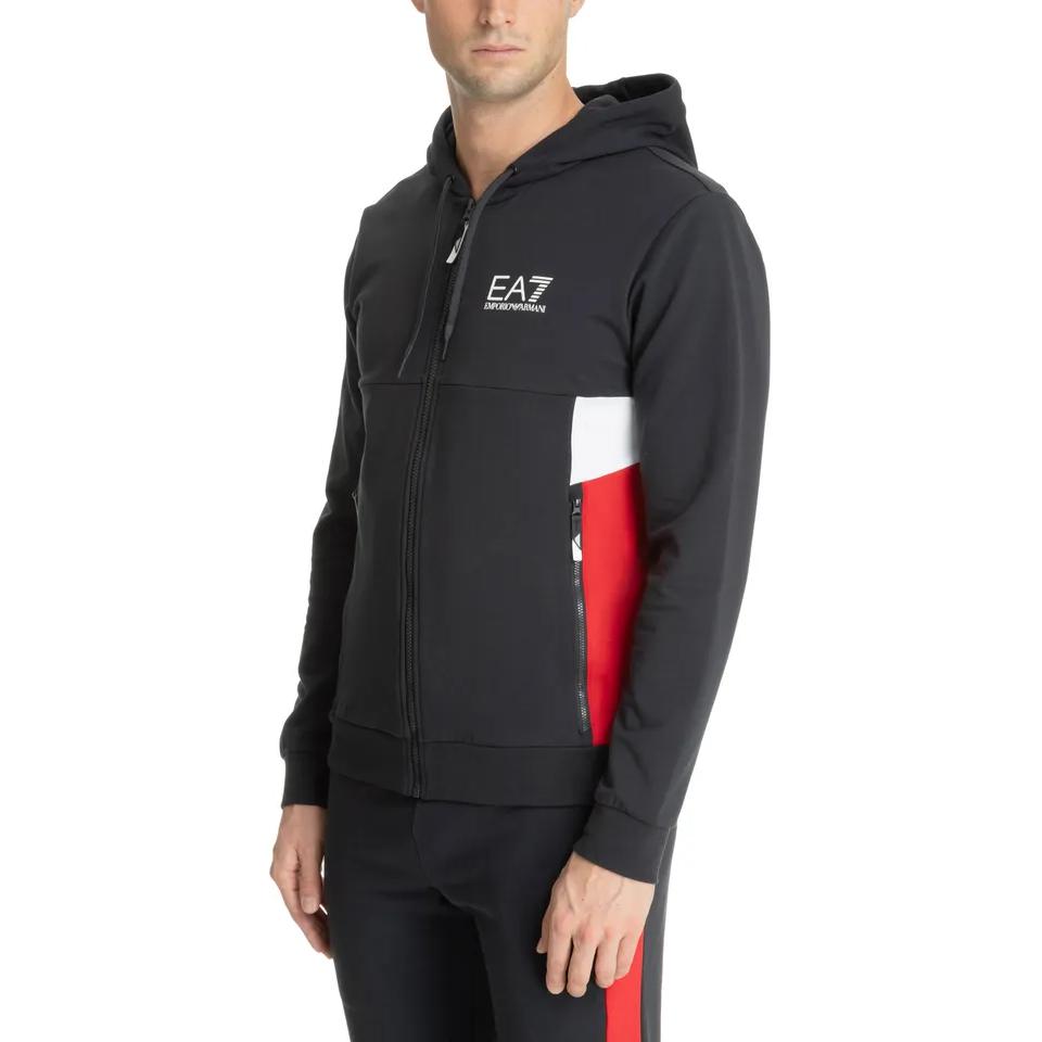 Purchase Emporio Armani EA7 Jaket Hoodie Resleting Warna Hitam dengan Logo Block 3DPM15-PJLIZ-1578