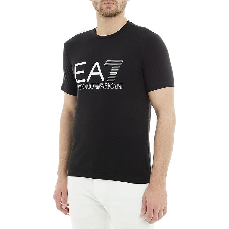 Shop Emporio Armani EA7 黑色圆领T恤 3GPT01-PJ03Z-1200