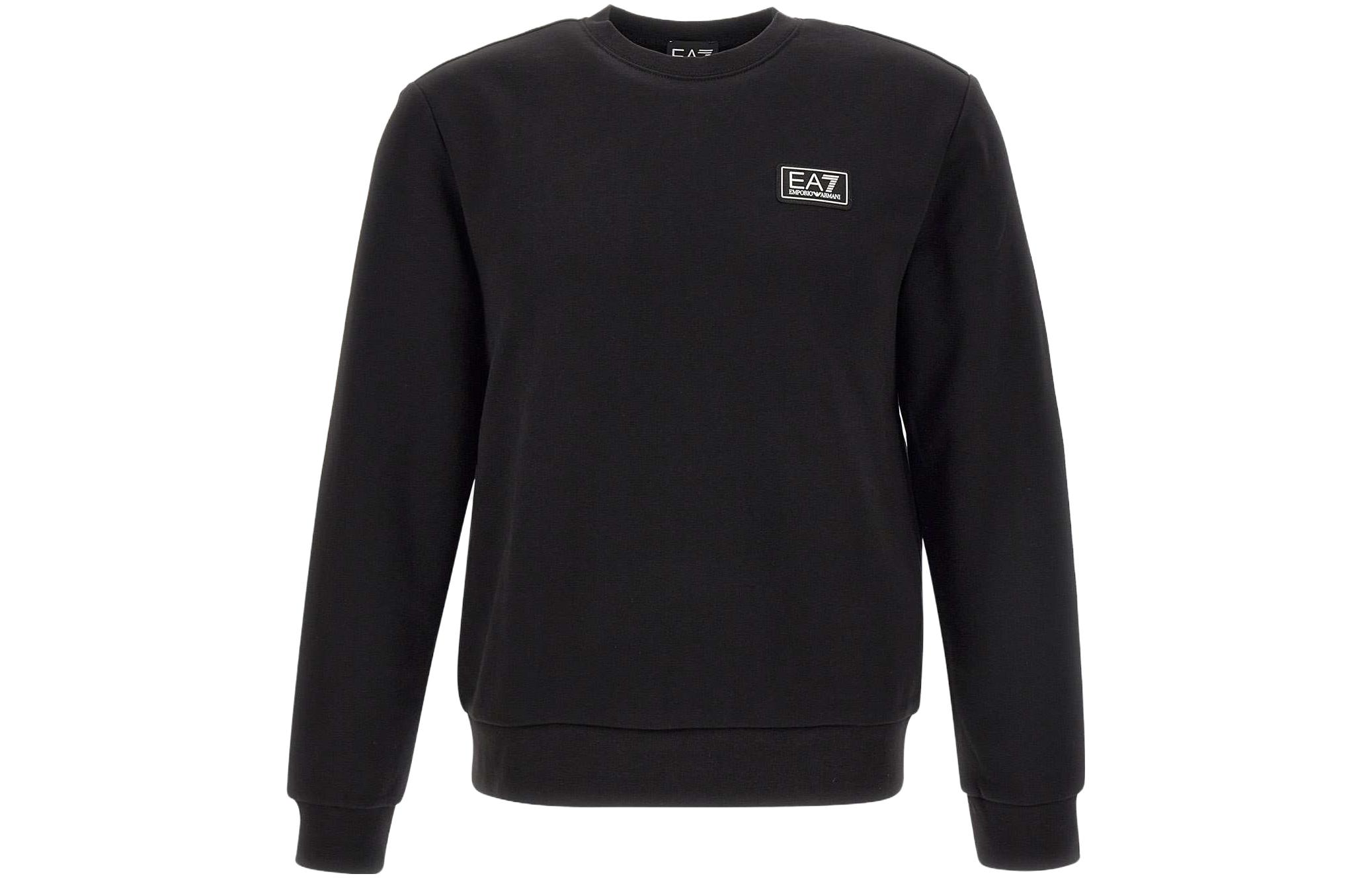 Emporio Armani EA7 Black Crewneck Letter Pullover Sweatshirt SS23 6RPM14-PJ07Z-1200