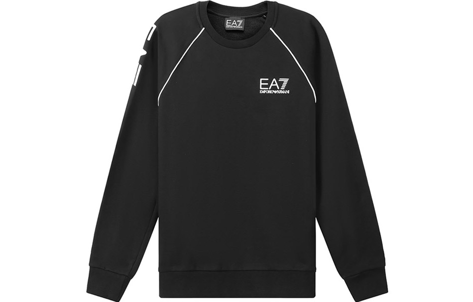 Emporio Armani EA7 Black Crewneck Logo Print Long Sleeve Sweatshirt 6KPM71-PJ07Z-1200