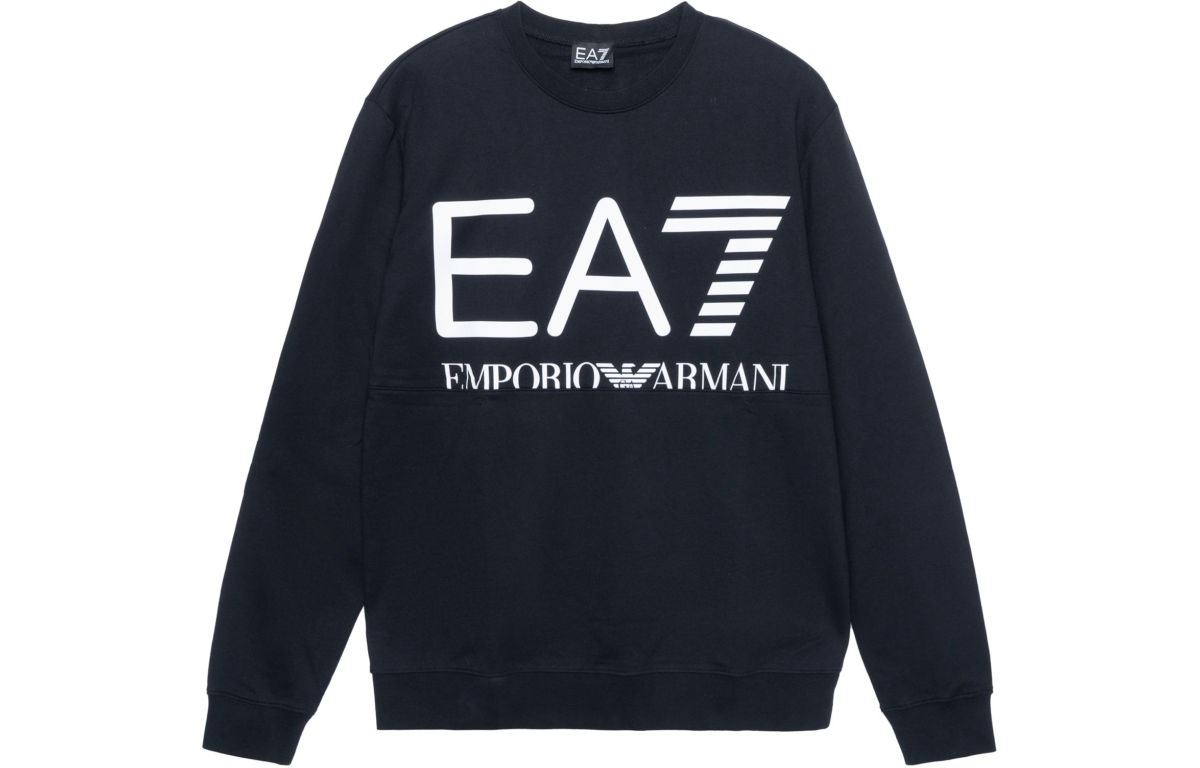 Emporio Armani EA7 Black Crewneck Sweatshirt with Logo Print 6KPM68-PJBWZ-1200