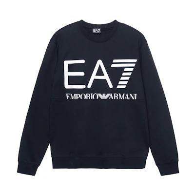Emporio Armani EA7 Black Crewneck Sweatshirt with Logo Print 6KPM68-PJBWZ-1200