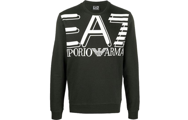 Emporio Armani EA7 Black Crewneck Sweatshirt with Letter-Number Print 3HPM27-PJ05Z-1200