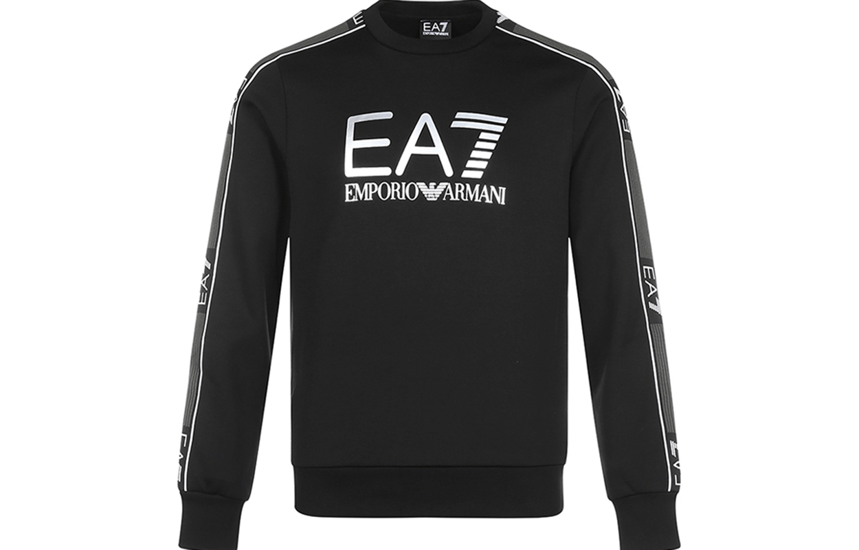Emporio Armani EA7 Black Crewneck Sweatshirt with Logo Design 6HPM03-PJ3MZ-1200