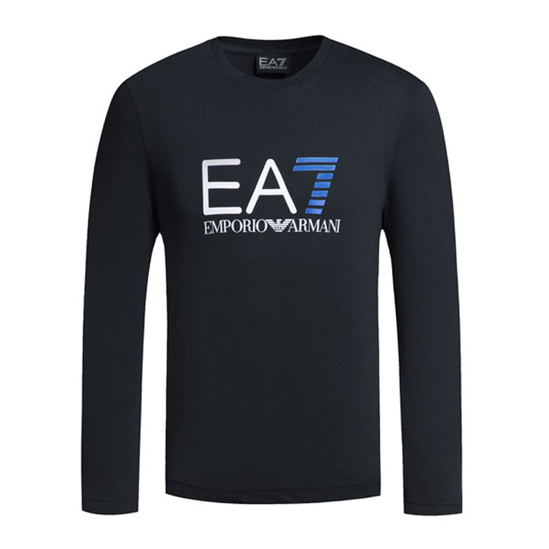 Emporio Armani EA7 Black Crewneck Sweatshirt with Logo Print for Men 6YPTC1-PJH7Z-1200