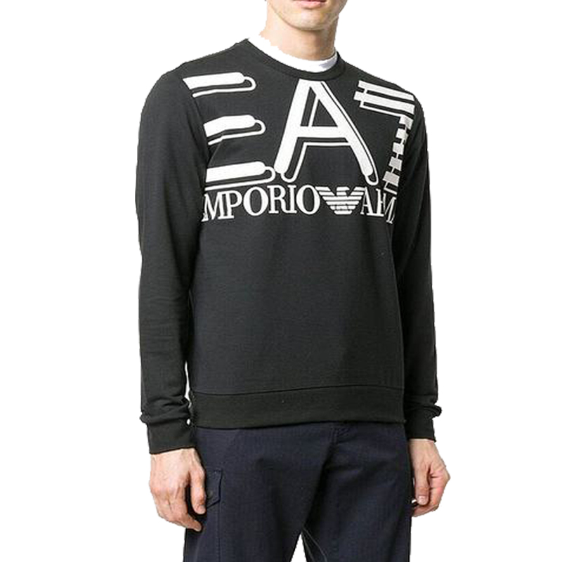Lookbook Emporio Armani EA7 黑色圓領長袖印字母數字衛衣 3HPM27-PJ05Z-1200