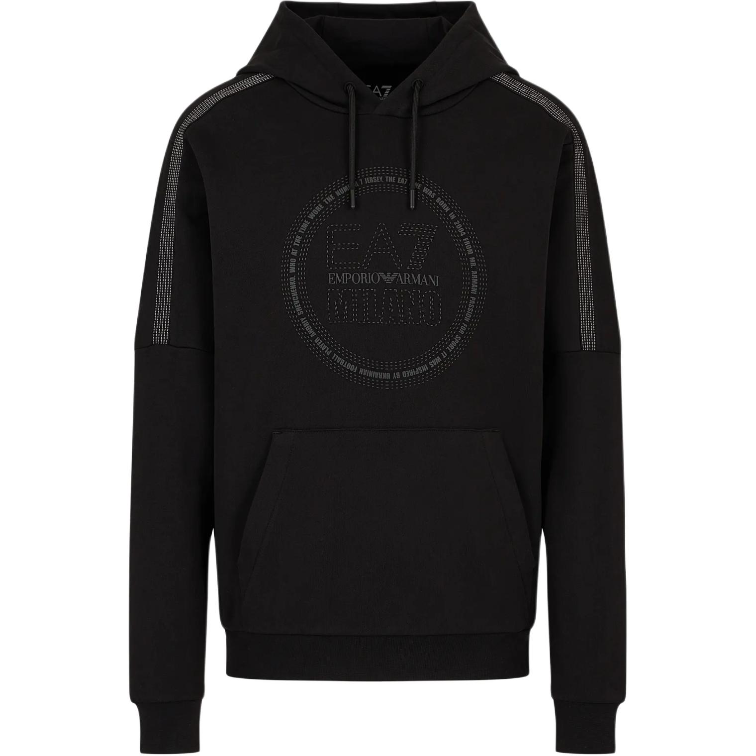 Order Emporio Armani EA7 Hoodie Logo Hitam Lengan Panjang Sweatshirt Lelaki 3DPM65-PJTKZ-1200