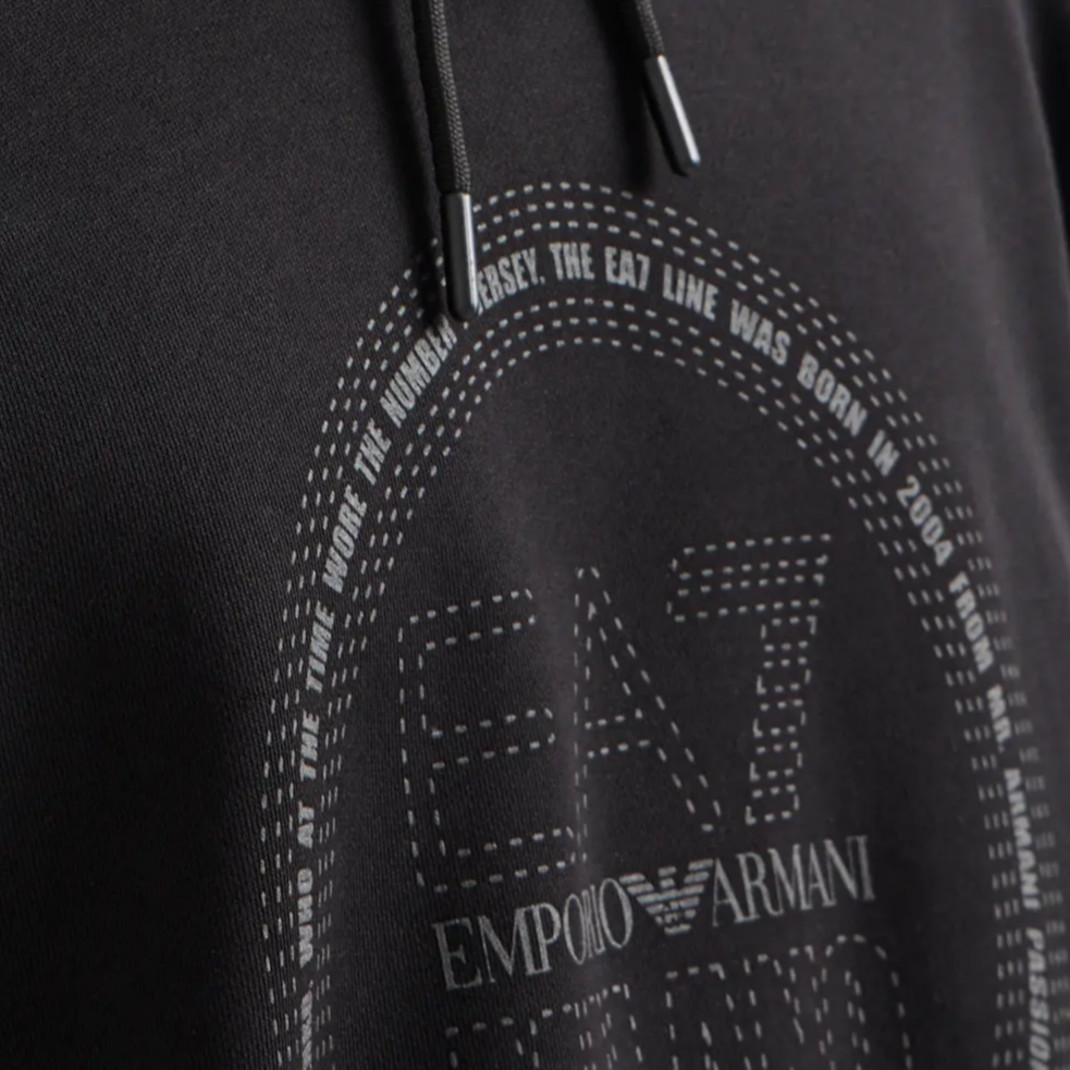 Details for Emporio Armani EA7 Hoodie Logo Hitam Lengan Panjang Sweatshirt Lelaki 3DPM65-PJTKZ-1200