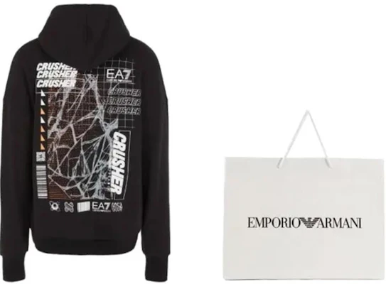 Emporio Armani EA7 黑色字母印花抽繩衛衣 6RPM44-PJSAZ-1200 Shop Emporio Armani EA7 黑色字母印花抽繩衛衣 6RPM44-PJSAZ-1200