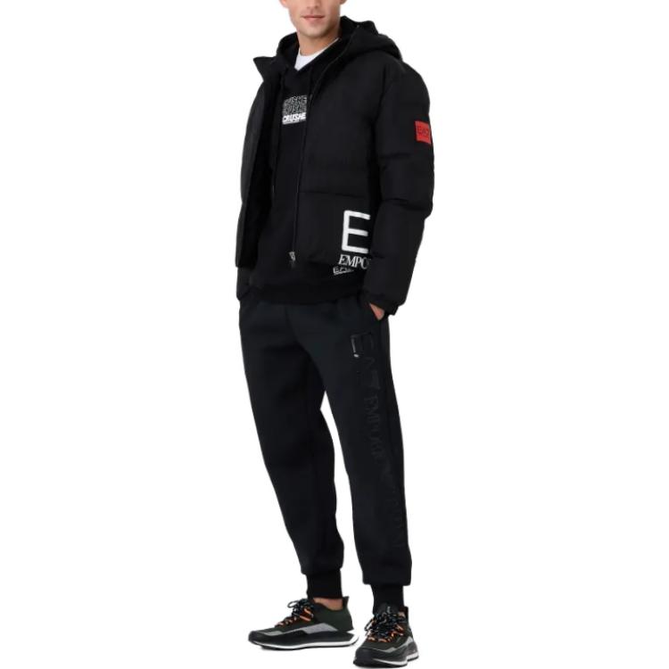 Details for Emporio Armani EA7 黑色字母印花抽繩衛衣 6RPM44-PJSAZ-1200