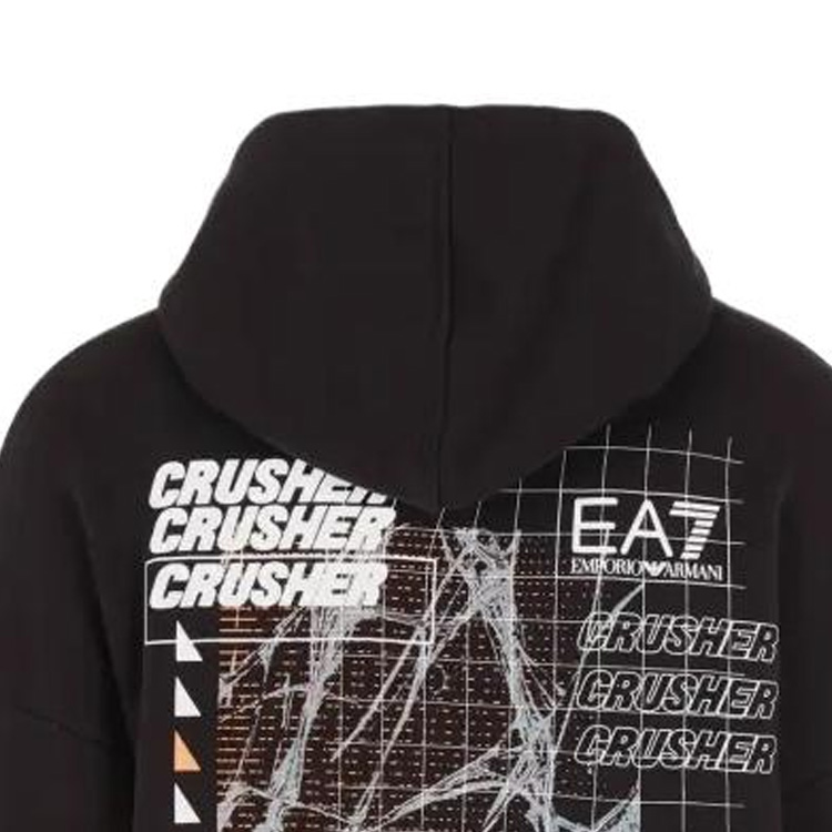 Sizing Emporio Armani EA7 黑色字母印花抽繩衛衣 6RPM44-PJSAZ-1200