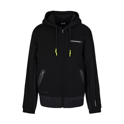 Emporio Armani EA7 Black Fitted Hoodie Jacket with Logo Patch 3DPM19-PJUXZ-1200