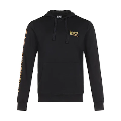 Emporio Armani EA7 Black Gold Logo Print Pullover Sweatshirt 6HPM18-PJ05Z-1203