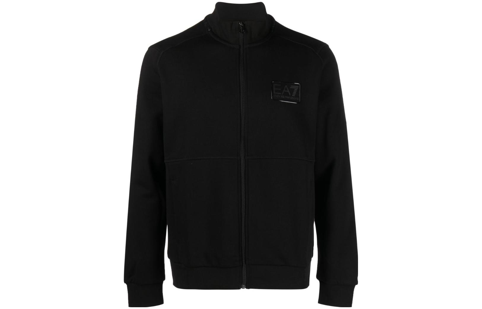 Emporio Armani EA7 Black High-Neck Zip Sweatshirt with Logo Patch 6RPM28-PJ07Z-1200