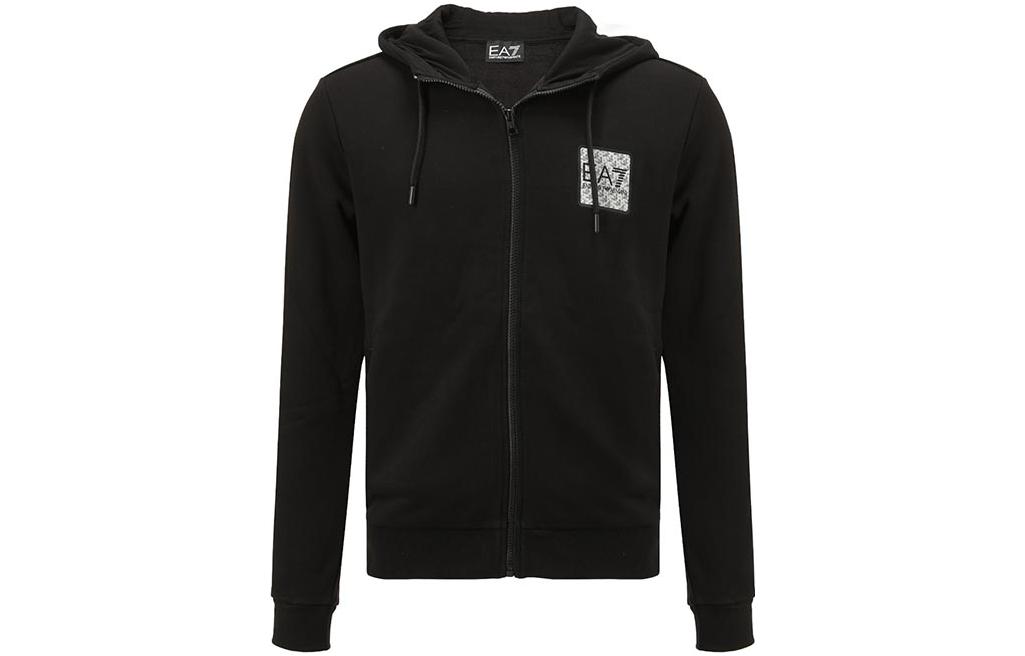 Emporio Armani EA7 Black Hooded Jacket with Logo Design 6KPM87-PJ07Z-1200