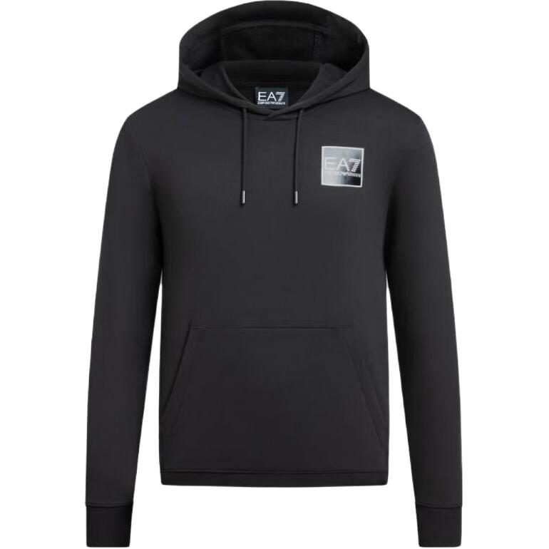 Emporio Armani EA7 Black Hooded Sweatshirt with Letter Print SS22 3LPM51-PJEQZ-1200