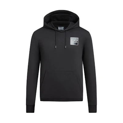 Emporio Armani EA7 Black Hooded Sweatshirt with Letter Print SS22 3LPM51-PJEQZ-1200