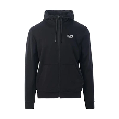 Emporio Armani EA7 Black Hoodie Jacket with Letter Print and Zipper 6RPM53-PJ05Z-0200