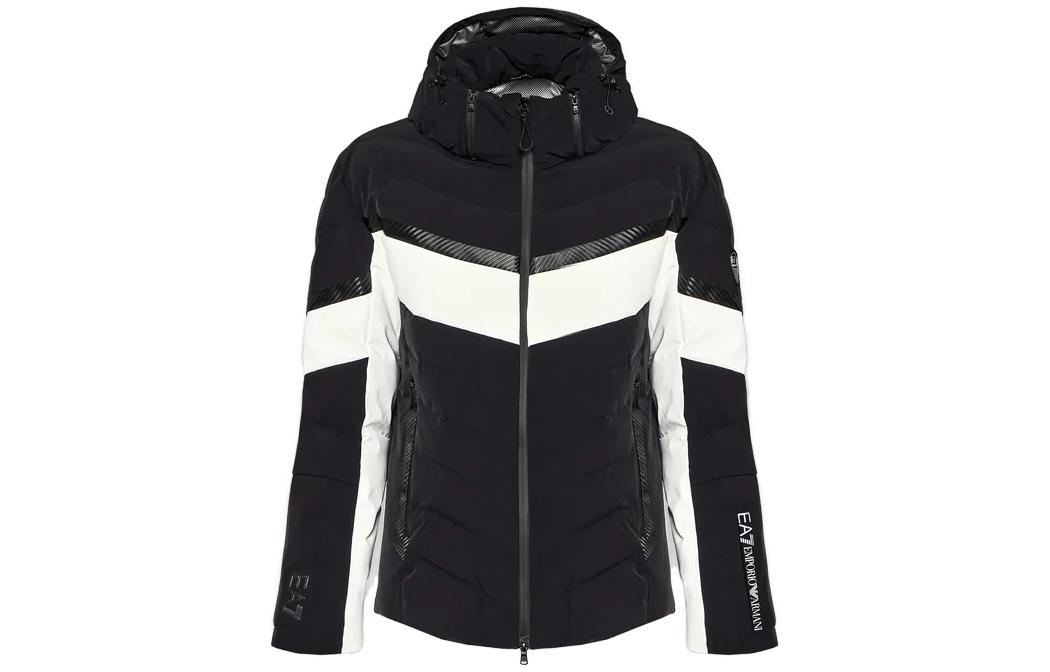 Emporio Armani EA7 Black Hoodie Jacket with Lettering Design 6KPG06-PN44Z-1200