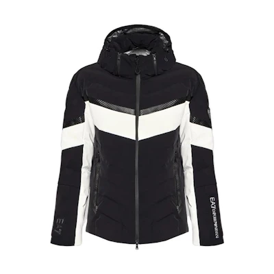 Emporio Armani EA7 Black Hoodie Jacket with Lettering Design 6KPG06-PN44Z-1200