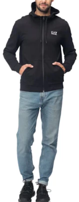 Emporio Armani EA7 黑色連帽外套附字母印花與拉鍊 6RPM53-PJ05Z-0200 Shop Emporio Armani EA7 黑色連帽外套附字母印花與拉鍊 6RPM53-PJ05Z-0200