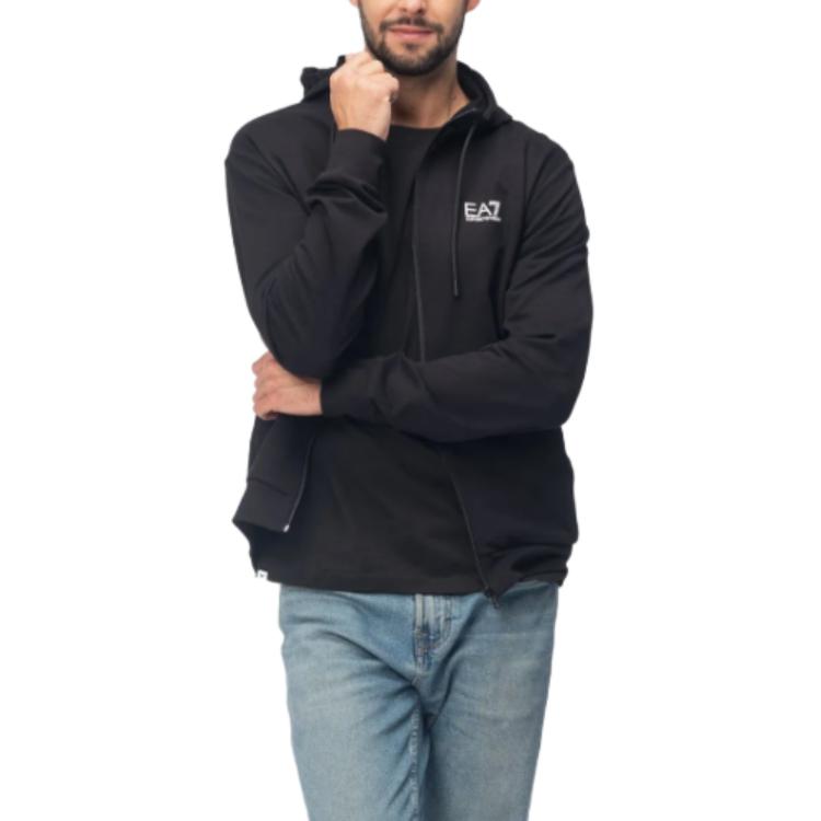 Details for Emporio Armani EA7 黑色連帽外套附字母印花與拉鍊 6RPM53-PJ05Z-0200