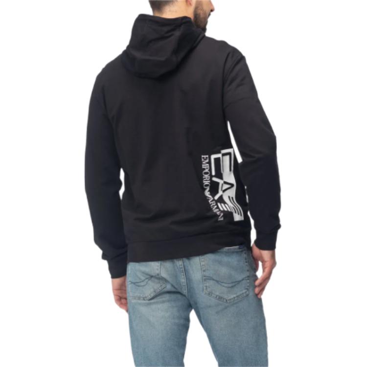 Cheap Emporio Armani EA7 黑色連帽外套附字母印花與拉鍊 6RPM53-PJ05Z-0200