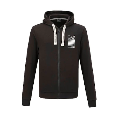 Emporio Armani EA7 Black Hoodie Jacket with Minimal Logo Design 3HPM12-PJ5BZ-1200