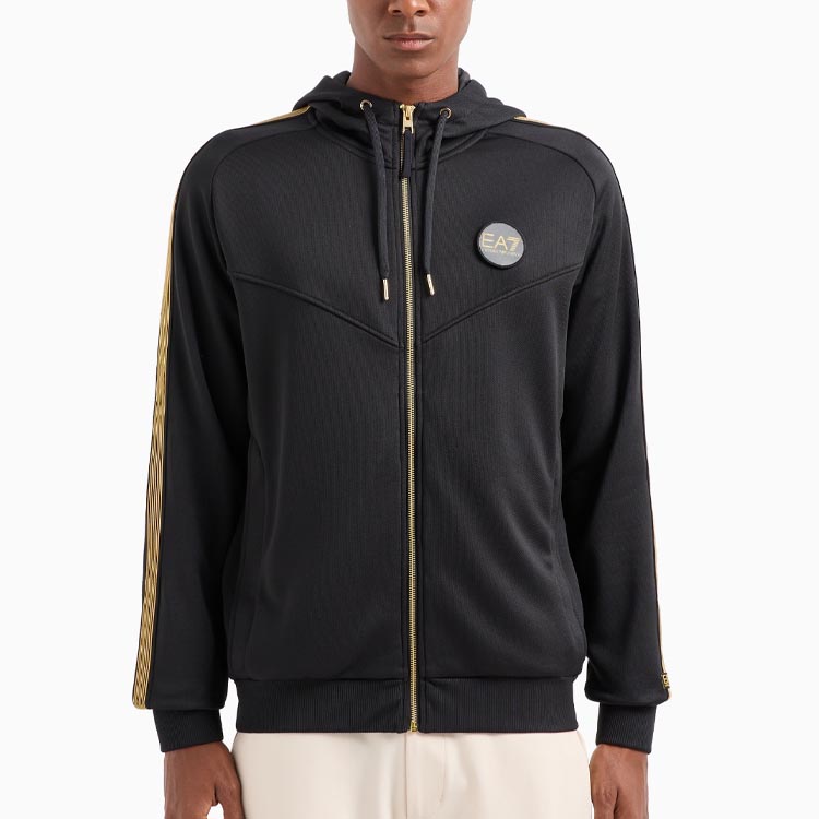 Emporio Armani EA7 Black Hoodie Logo Print Zip Jacket SS24 3DPM81-PJMTZ-1200 圖 3