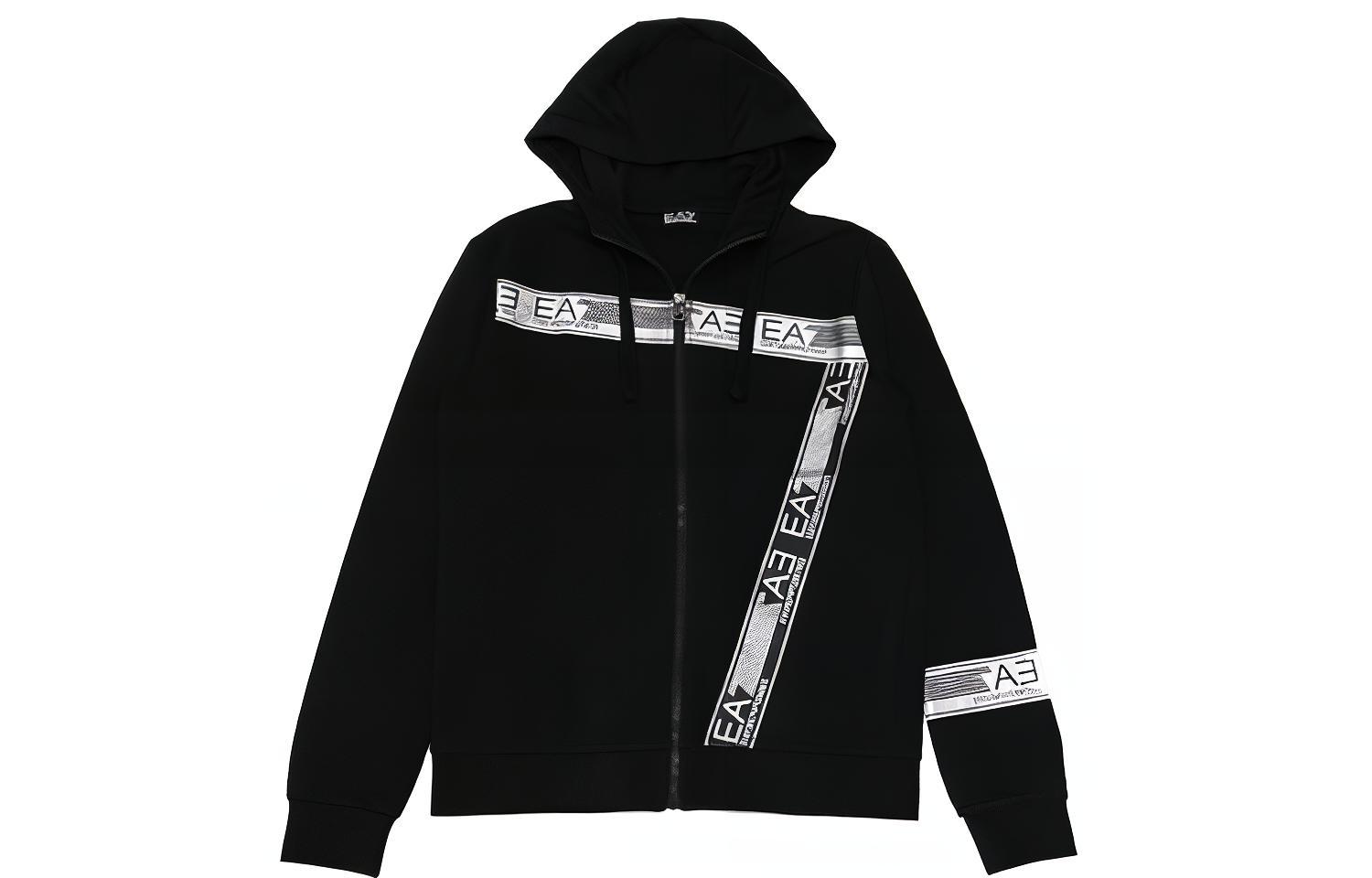Emporio Armani EA7 Black Hoodie Logo Zip-Up Jacket 6HPM30-PJ05Z-1200