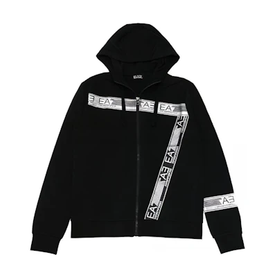 Emporio Armani EA7 Black Hoodie Logo Zip-Up Jacket 6HPM30-PJ05Z-1200