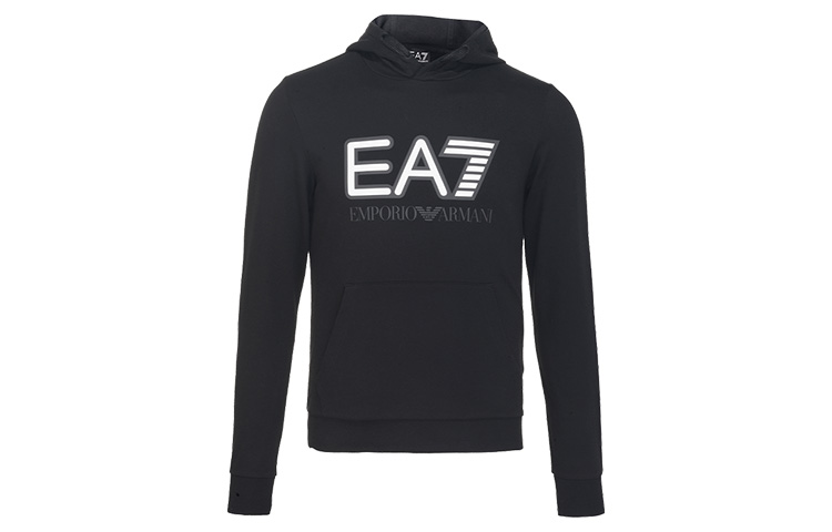 Emporio Armani EA7 Black Hoodie with Letter and Number Print 6HPM62-PJ05Z-0200