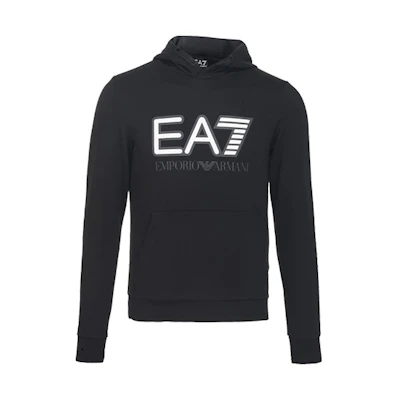 Emporio Armani EA7 Black Hoodie with Letter and Number Print 6HPM62-PJ05Z-0200