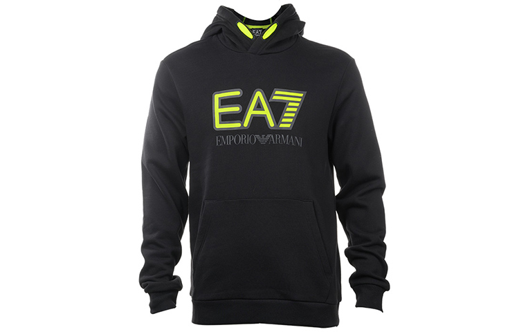 Emporio Armani EA7 Black Hoodie with Letter Print 6HPM17-PJ07Z-1200