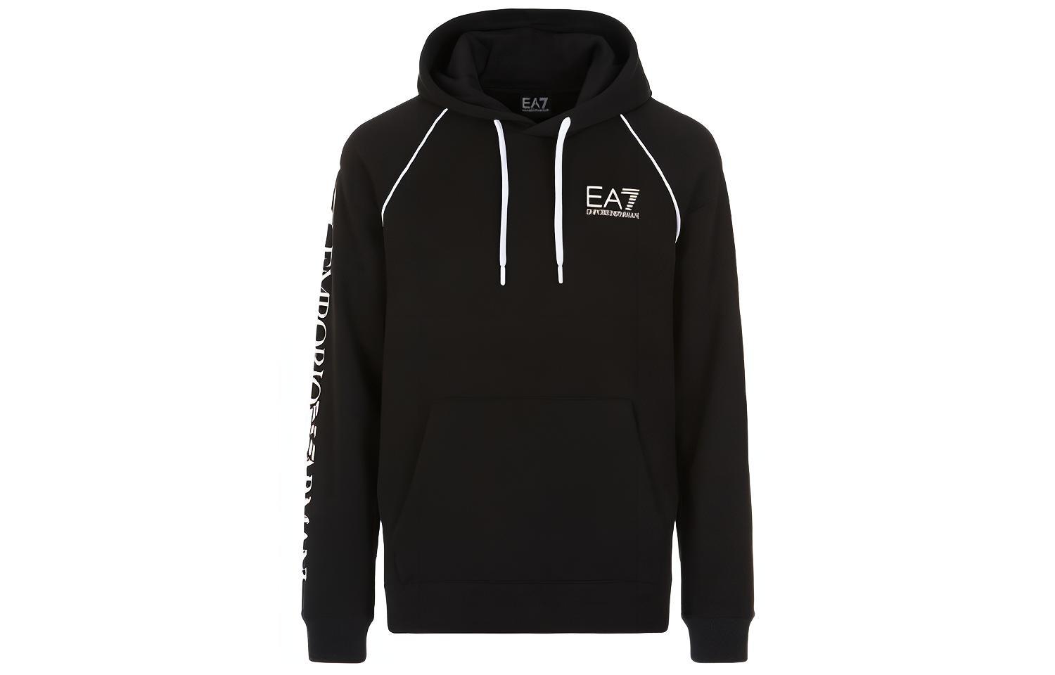 Order Emporio Armani EA7 Hoodie Hitam dengan Rekaan Logo 6KPM74-PJ07Z-1200