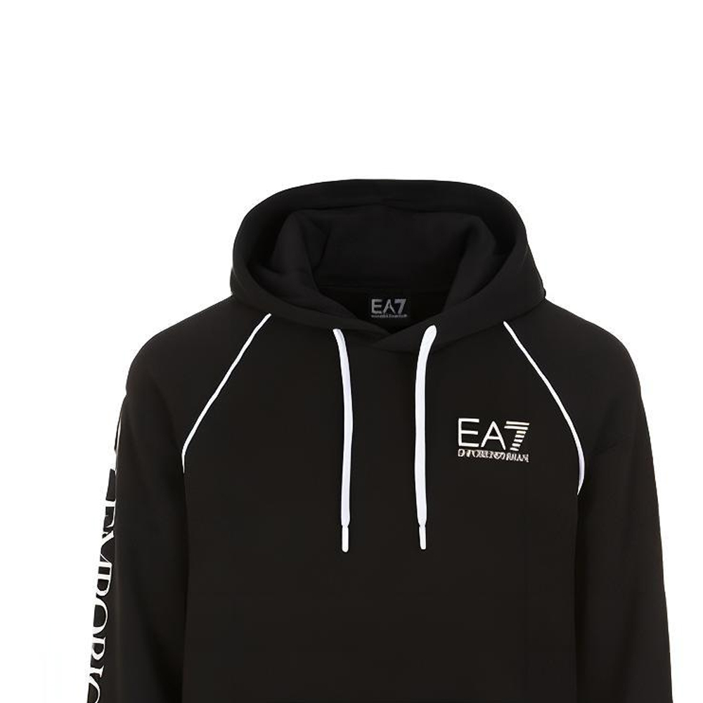 Cheap Emporio Armani EA7 Hoodie Hitam dengan Rekaan Logo 6KPM74-PJ07Z-1200