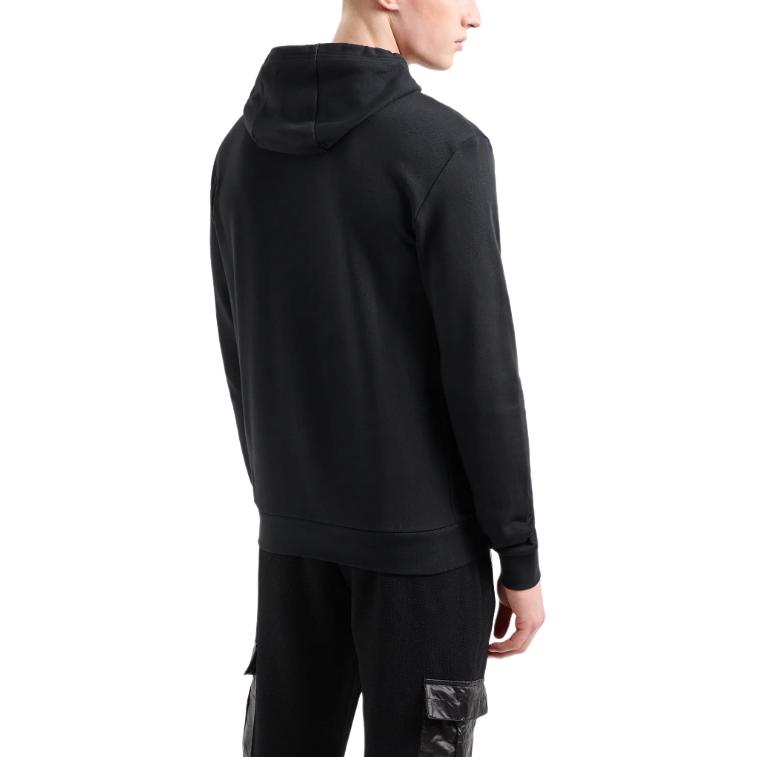 Shop Emporio Armani EA7 Hoodie Hitam dengan Logo - Baju Sejuk Lengan Panjang 3DPM64-PJSHZ-0208