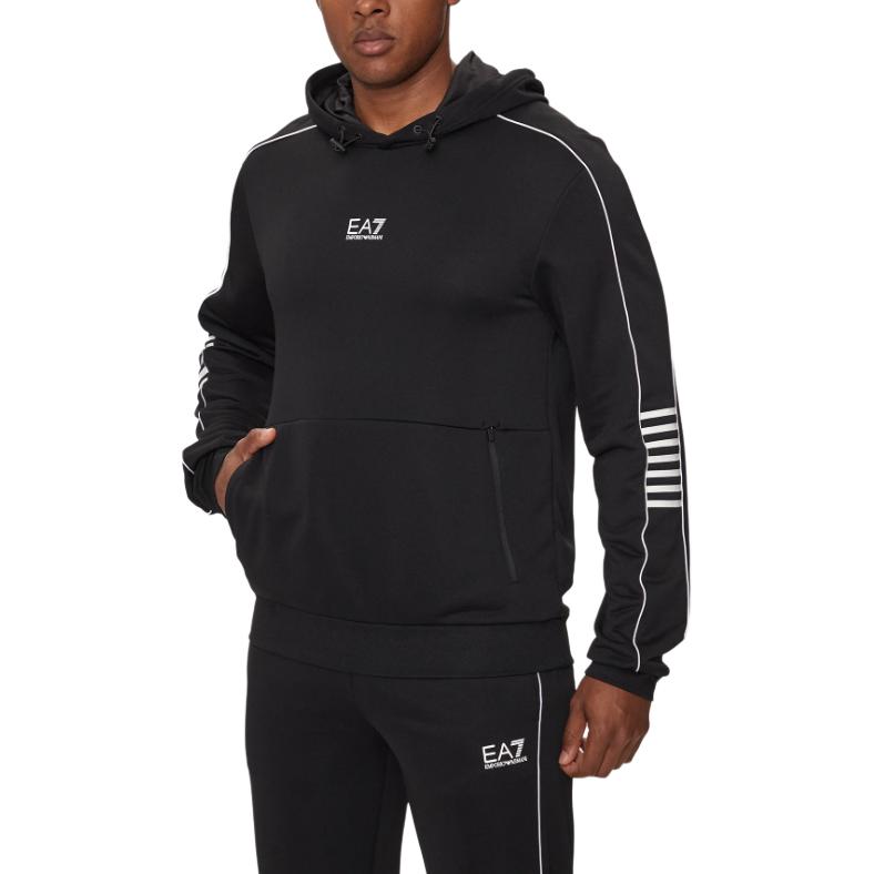 Emporio Armani EA7 Black Hoodie with Logo Print 6DPM06-PJ16Z-1200