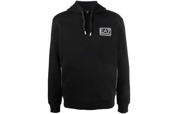Emporio Armani EA7 Black Hoodie with Logo Print 6KPM96-PJ07Z-1200