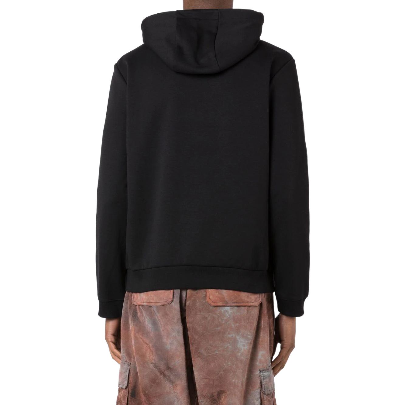 Shop Emporio Armani EA7 黑色連帽衫附標志印花及水鑽設計 3LPM91-PJARZ-1200