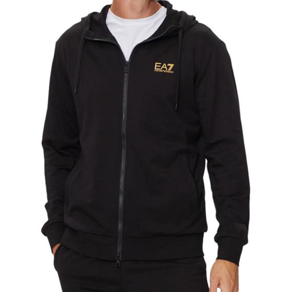 Purchase Emporio Armani EA7 Hoodie Hitam dengan Cetakan Logo dan Zip. 8NPM33-PJVRZ-0208