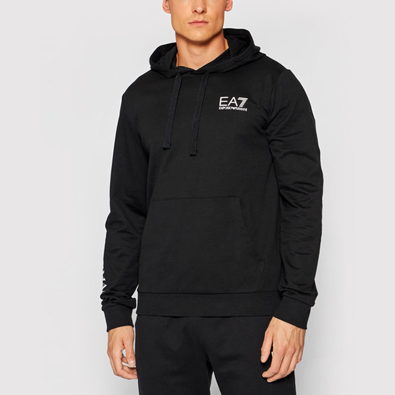 Details for Emporio Armani EA7 Hoodie Hitam dengan Cetakan Lengan - Musim Bunga/Luruh 8NPM18-PJ05Z-0203