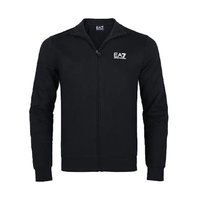 Emporio Armani EA7 Black Jacket with Logo Print and Stand Collar 8NPM01-PJ05Z-1200