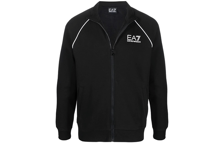 Emporio Armani EA7 Black Jacket with Logo Tape Detail Long Sleeve 6KPM72-PJ07Z-1200