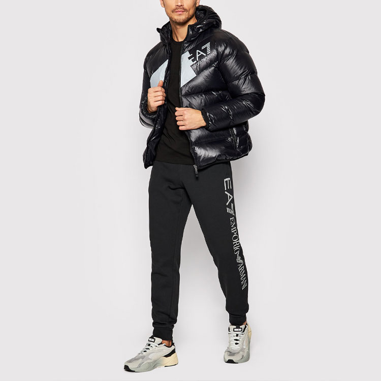 Lookbook EMPORIO ARMANI EA7 Black Jogger Sweatpants with Alphanumeric Print 8NPPB5-PJ07Z-0204