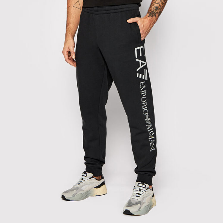 Purchase EMPORIO ARMANI EA7 Black Jogger Sweatpants with Alphanumeric Print 8NPPB5-PJ07Z-0204