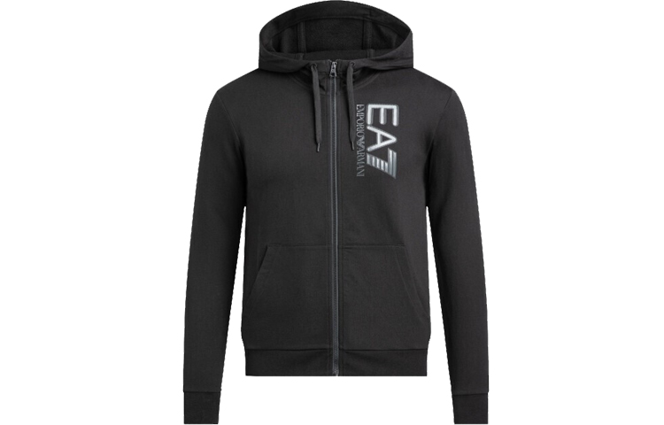 Emporio Armani EA7 Black Letter-Print Casual Hooded Jacket 3KPM53-PJ05Z-1200