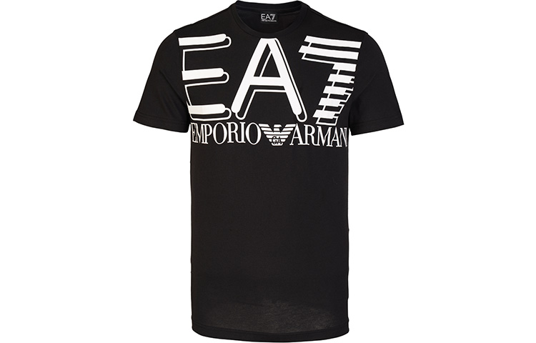 Emporio Armani EA7 Black Letter Print Crew Neck Short Sleeve T-Shirt. 3HPT09-PJ02Z-1200