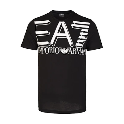 Emporio Armani EA7 Black Letter Print Crew Neck Short Sleeve T-Shirt. 3HPT09-PJ02Z-1200
